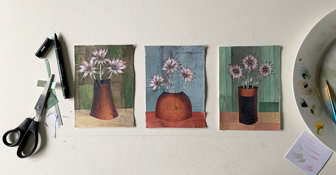 Pen, Watercolour and Collage