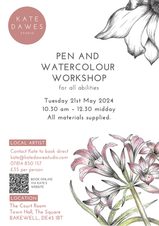Pen and Watercolour Workshop Bakewell 21st May 2024