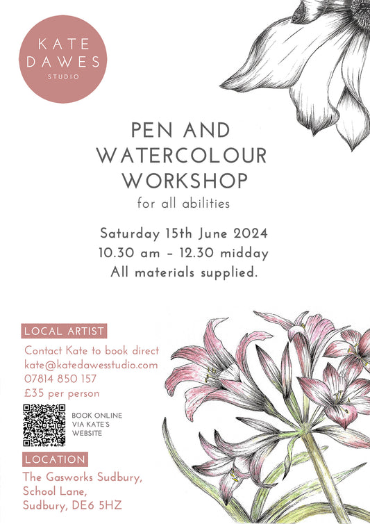 Pen and Watercolour Workshop Sudbury 15th June 2024